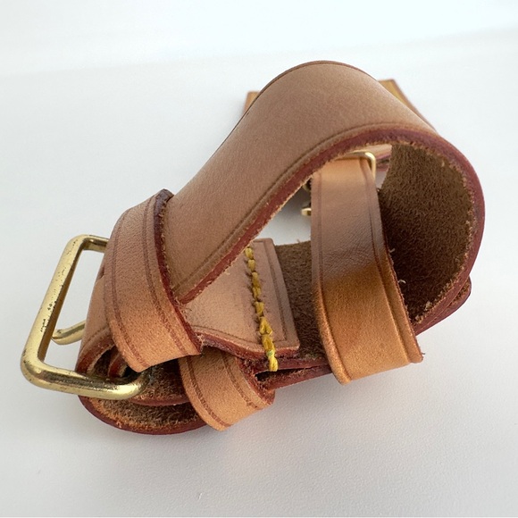 ✨Authentic LOUIS VUITTON Vachetta Leather Luggage Tag With Looping Strap Holder - Picture 10 of 16